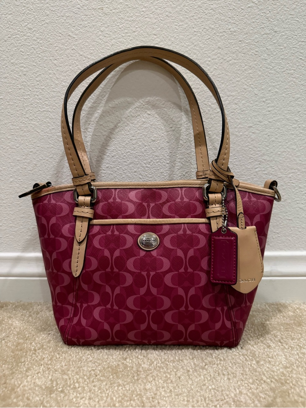 Coach Pink Signature Sufflette Bag